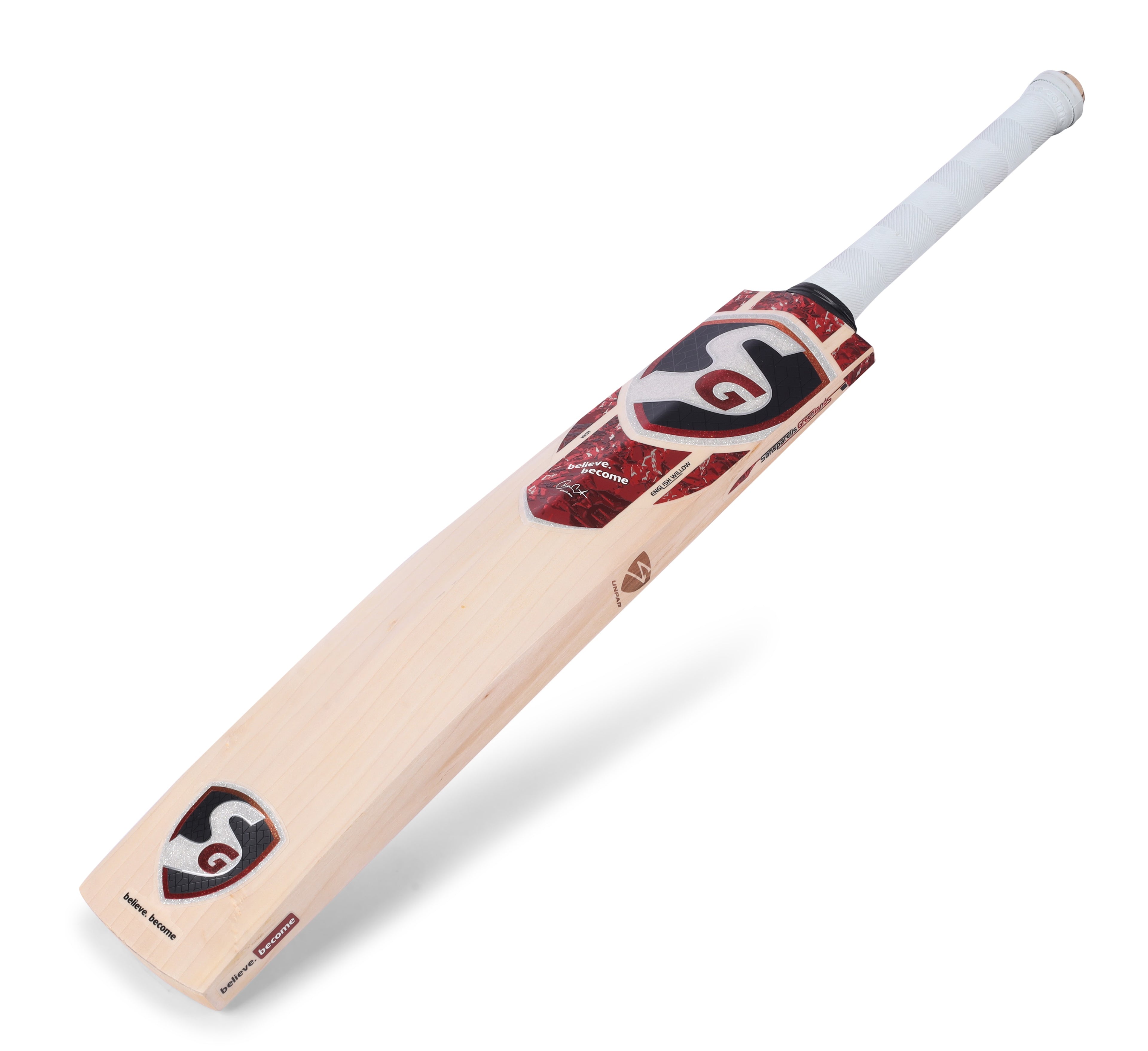 SG YBJ 19 Players Grade professional cricket bat back handle and grip detail view