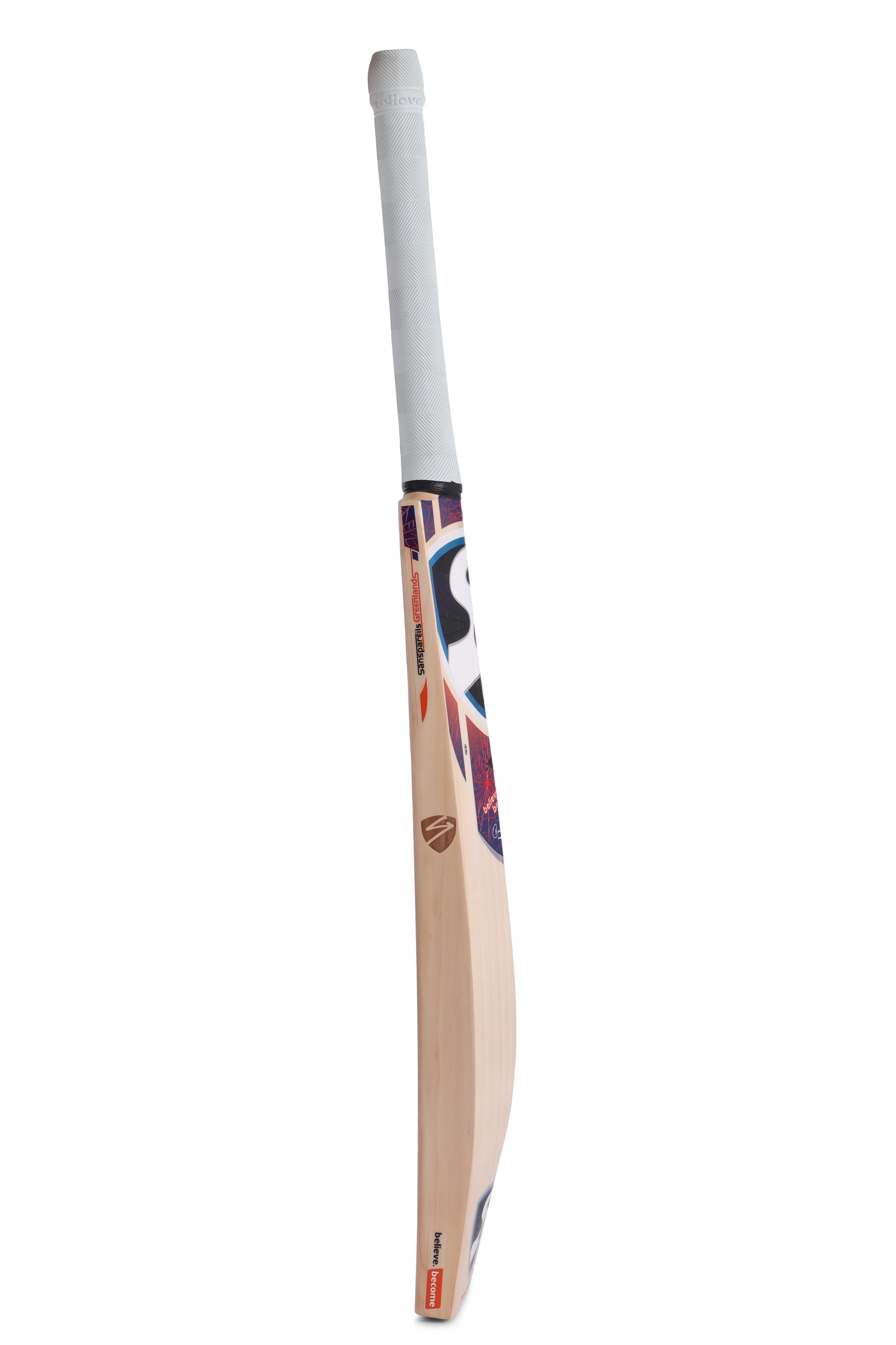 SG RP 17 cricket bat edge profile with massive sweet spot, side profile view