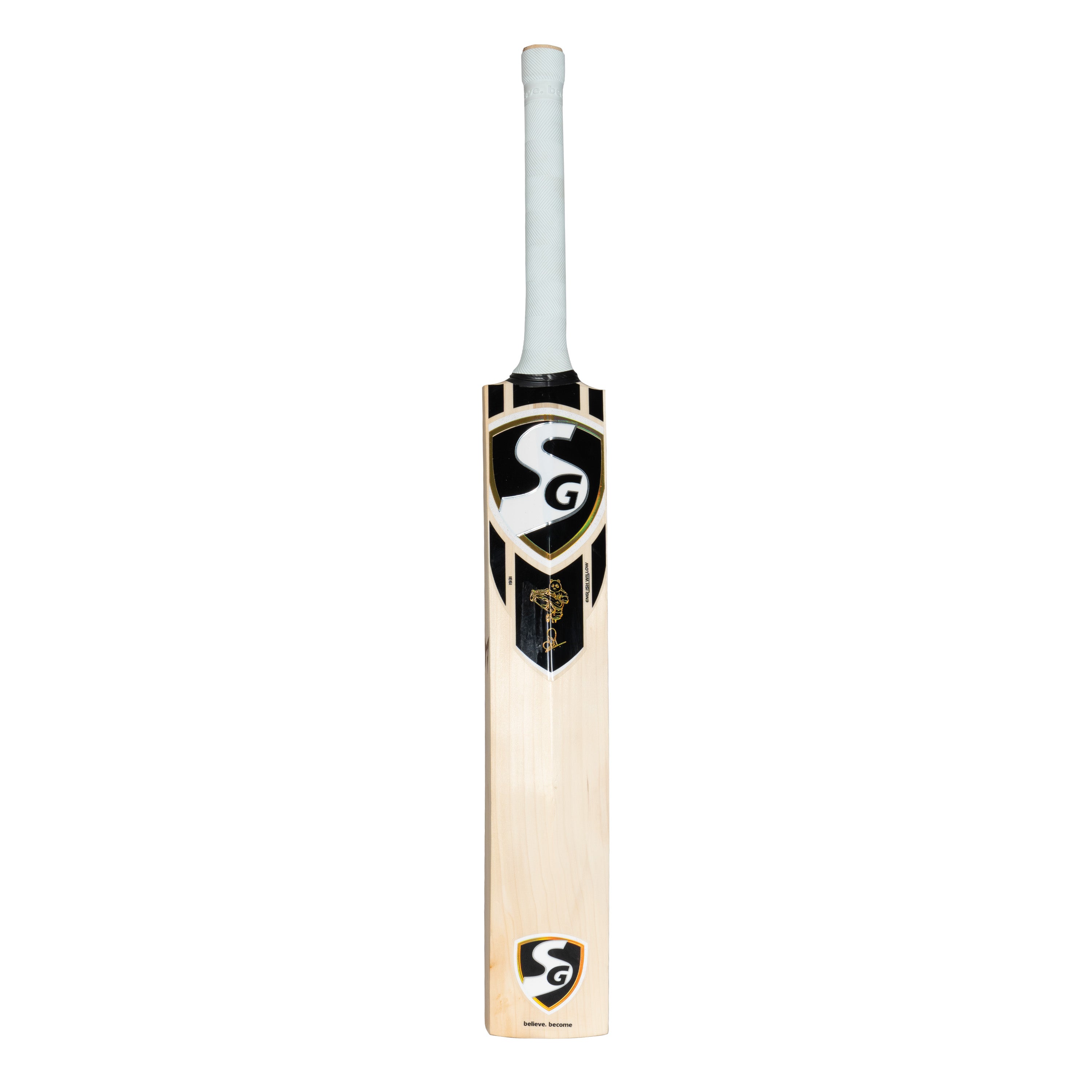 SG HP 33 performance tracking cricket bat with integrated sensor and back view of the cricket bat