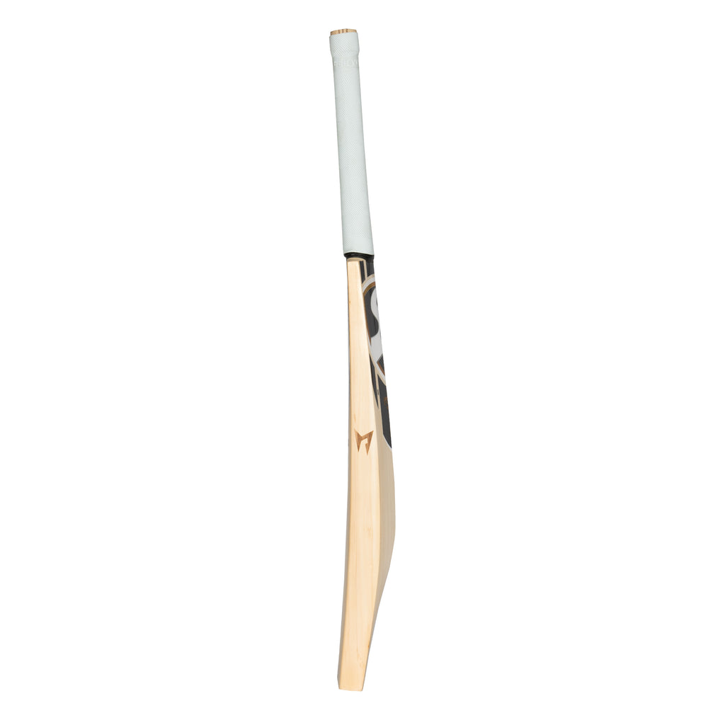 SG HP 33 bat showing sensor technology and premium willow edges and massive profile
