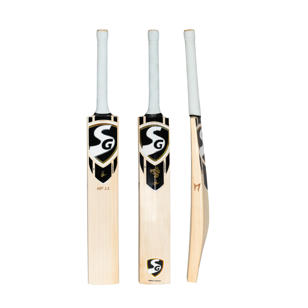 SG HP 33 performance tracking cricket bat with integrated sensor, full view
