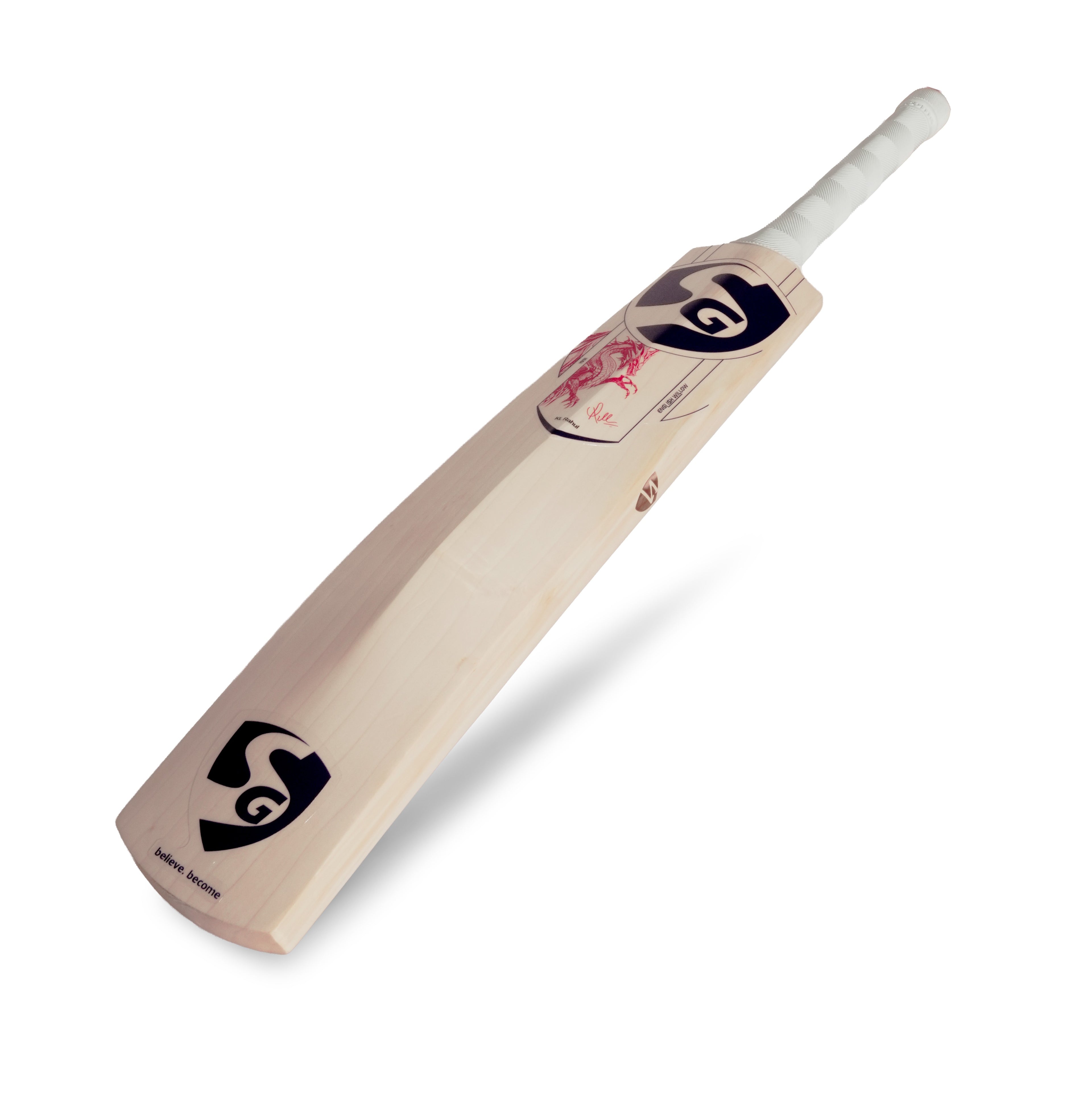 SG KLR1 premium cricket bat endorsed by KL Rahul, handle and grip view detail